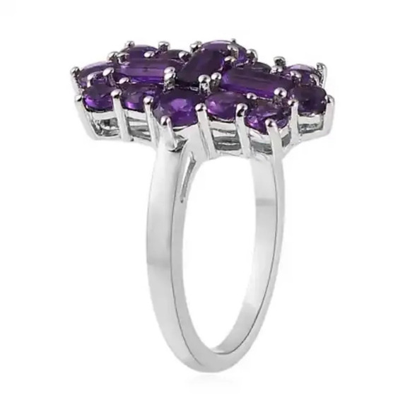 Amethyst Elongated Ring In Platinum Over Sterling Silver 2.00 ctw - Picture 7 of 9